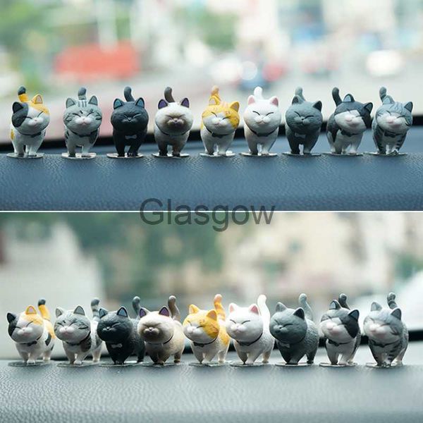 Innendekorationen 9 Stücke Auto Dekoration Katze Drehen Kopf Puppe Kitty Kreative Auto Ornamente Spielzeug Katze Micro Landschaft Modell Nette Auto Zubehör Geschenke x0718