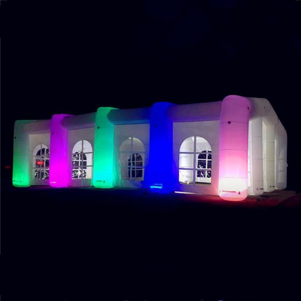 Com tenda de festa de casamento inflável de vídeo cabine inflável com LED cor mutável para decoração de show ao ar livre235r