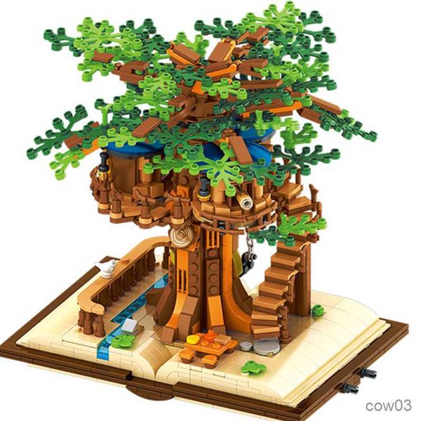 Bloklar diy orman ağacı ev sihirli kitap dört mevsim montaj yapı blokları klasik model tuğlalar set çocuk kitleri oyuncaklar r230720