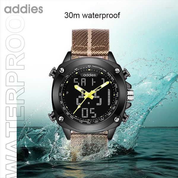 Нарученные часы Addies Мужские военные спортивные часы модные роскошные электронные наручные часы Большой циферблат многофункциональный водонепроницаемый календарь часы