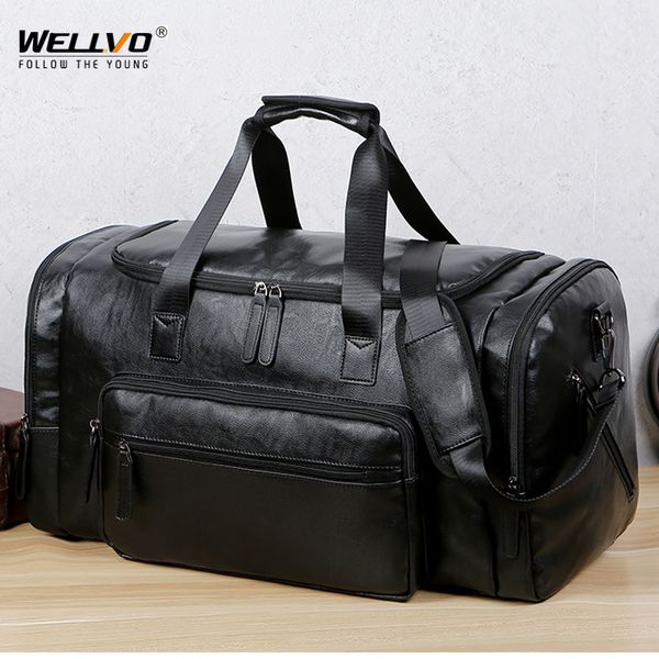 Duffel Bags Retro Leather Travel Tote Mags Male Weekend Muds Muds Mupply Happing Buggage Duffel Mudbags Suck Magn Drop x245C 230719