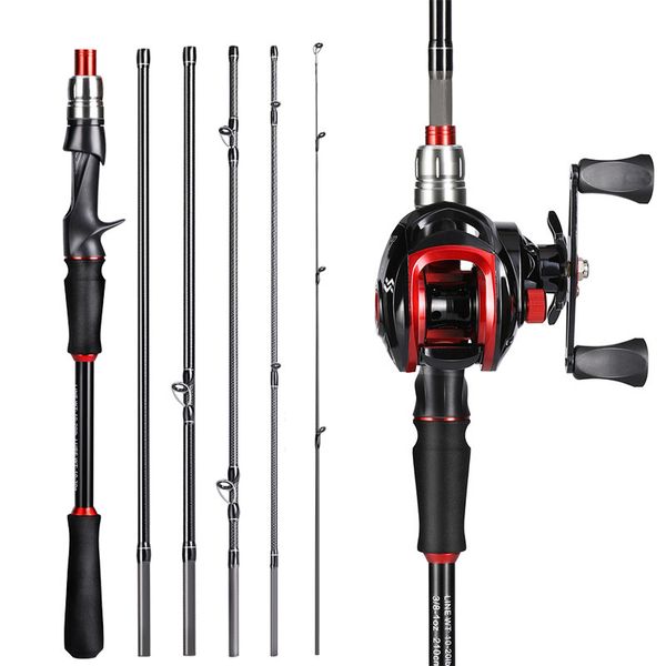 Ruten-Rollen-Kombination Sougayilang Casting Fishing Combo 1,8 m 2,1 m ultraleichte Kohlefaserrute und 11LB Max Drag 7,2 1 Übersetzungsverhältnis Angelrolle Angeln 230718