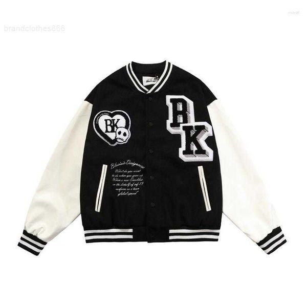 Giacche da uomo Hi Street Oversize Hip Hop Varsity Giacca da baseball con ricamo in pelliccia Streetwear College Letterman Cappotto Capispalla Sciolto