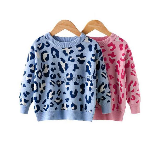 Pullover Herbst 2023 Neue Pullover Baby Junge Mädchen Pullover Strickjacke Mantel Kinder Kleidung Mädchen Leopard Pullover Kinder Oberbekleidung Tops HKD230719