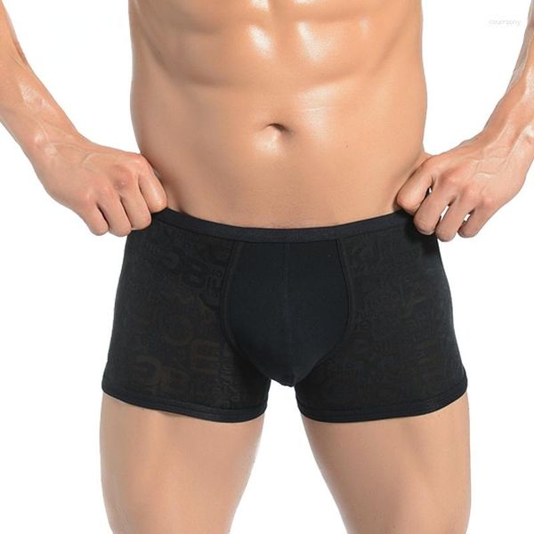 Cueca Boxer Masculina Holelong Modal Masculino U Convexo Big Bag Padrão Escuro Personalidade Mesh Cuecas Respiráveis