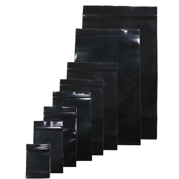 Siyah renk kendini sızdırmaz plastik torbalar poli torbalar fermuarlı torbalar siyah depolama paketleme çantası 10x15cm 20x30cm235u