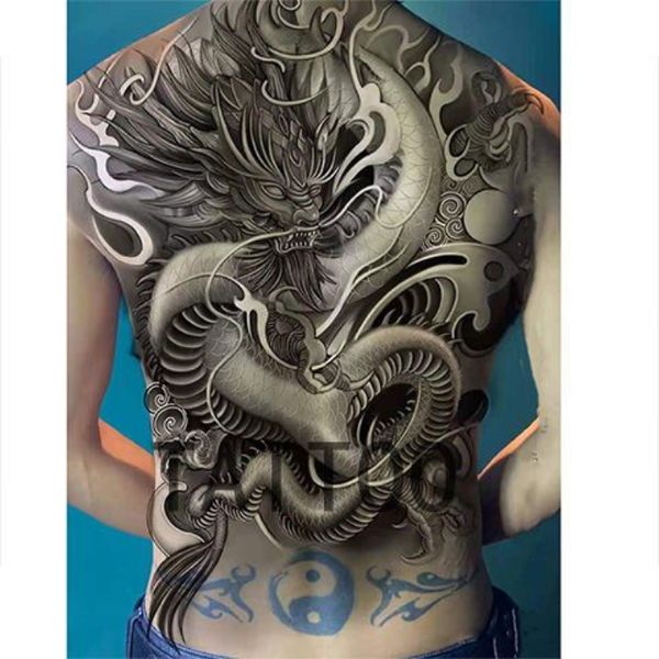 Black Dragon Tatoo Punk Impermeabile Tatuaggio Temporaneo Adesivi Duraturi Merci Economiche Tatuaggi Finti per Donna Uomo Indietro Art Tatto
