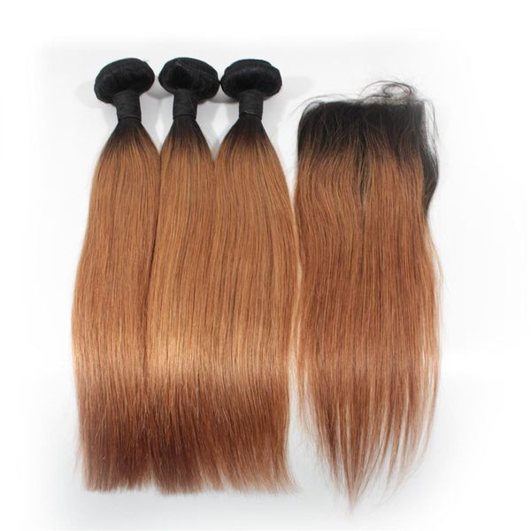 Fasci di capelli lisci Ombre con chiusura frontale in pizzo 1B 27 1B 30 1B Viola 1B 99J Ombre capelli intrecciati con chiusura290z