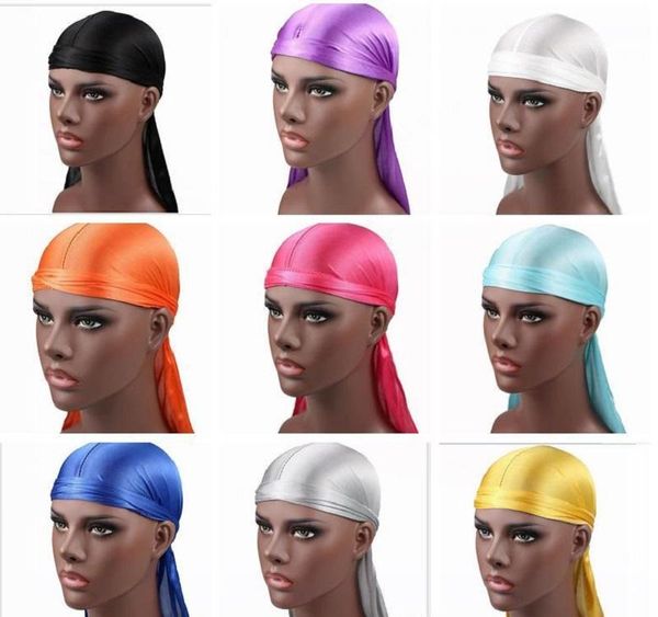 100 pçs nova moda masculina de cetim durags bandana turbante perucas masculinas de seda durag headwear headband chapéu pirata acessórios por zz