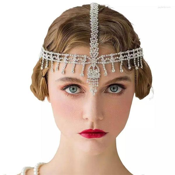 Copricapo Accessori per capelli alla moda Strass multistrato Gocce d'acqua Nappe Catene Ornamenti gotici sulla fronte