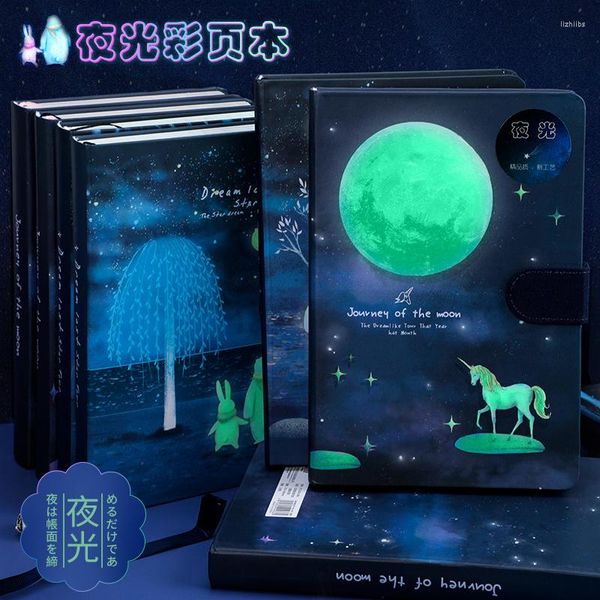 Moonlight Creative Luminous Notebook A5 Boş Renkli Sanat Çizim Kağıtları Dergi Sert Kapak Notu Kitap Kore Kawaii Kırtasiye