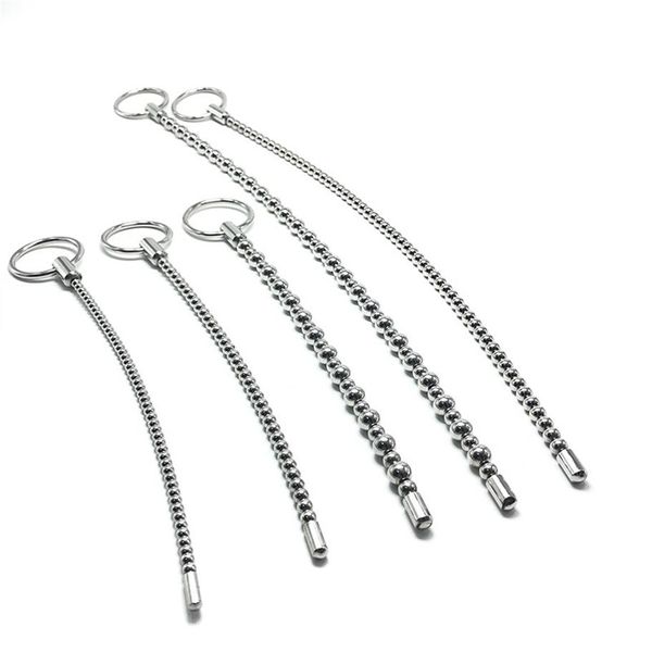 Dilatatori del suono uretrale in acciaio inossidabile Sounding Penis Plug Beads Giocattoli sexy per uomini Cateteri Insert243f