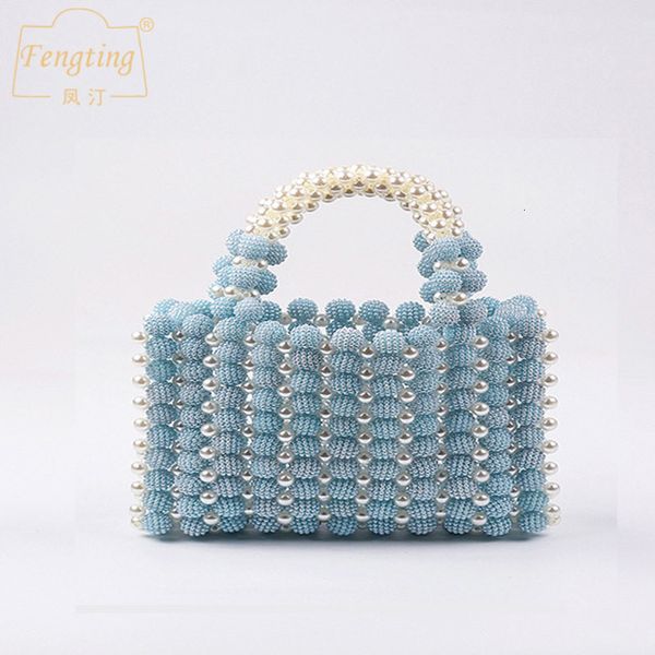 Bolsas de noite Mini bolsas femininas com miçangas feitas à mão para festa de casamento elegante bolsa clutch bolsa de noiva bolsa bege azul B432 230718