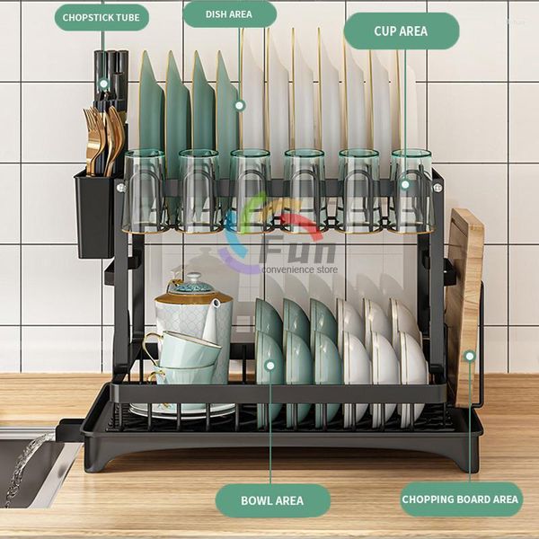 Contenitori da cucina Scolapiatti multifunzione Organizer per elettrodomestici Tagliere Supporto per coltelli Portabicchieri Scaffale per bacchette