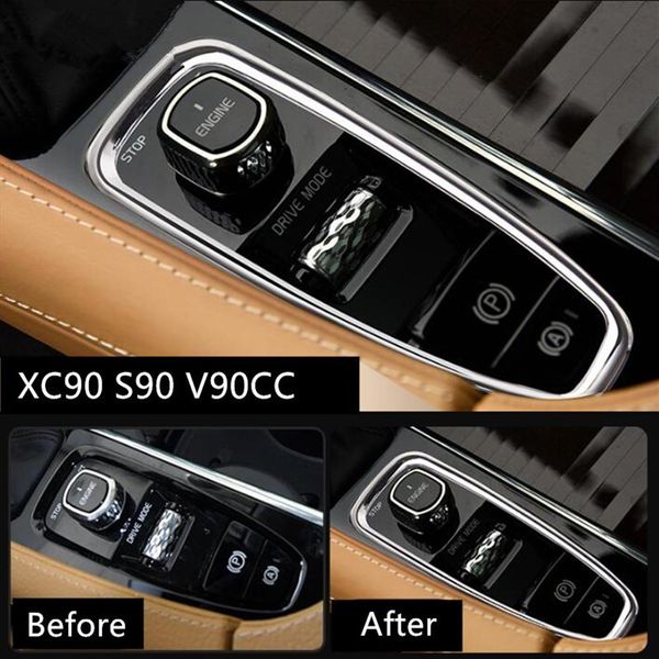 Mittelkonsolen-Schalthebelrahmen-Dekorationsabdeckung für Volvo XC90 S90 V90 2016–18, Chrom ABS2939