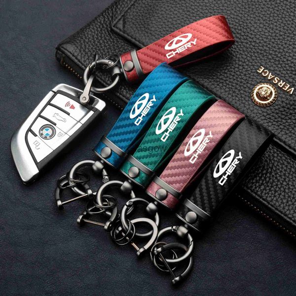 Autoschlüssel, hochwertiges Kohlefasermuster, Auto-Schlüsselanhänger, individueller Schlüsselanhänger für Chery Tiggo 2 3 7 8 5X IQ QQ, Autozubehör x0718