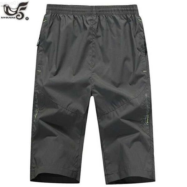 Erkek şortu artı 6xl 7xl 8xl Bermuda Masculina Hızlı Kuru Streçli 3/4 Capri Pantolon Kargo Şortları Erkek Gündelik Kurul Plajı Kısa Homme L230719