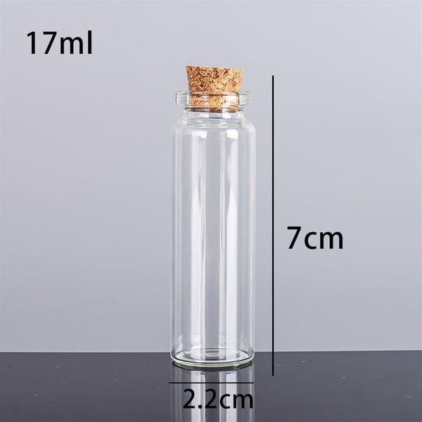 17ML 22X70X12 5MM Pequenas Mini Garrafas De Vidro Transparente Frascos com Rolhas de Cortiça Mensagem Casamentos Jóias Desejo Favores de Festa 277h