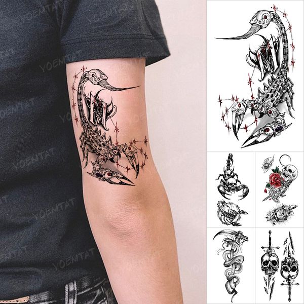 Tamanho pequeno adesivo de tatuagem temporária crânio de escorpião serpente animal criança tatuagem falsa arte corporal masculina flash transferência de água tatto feminino