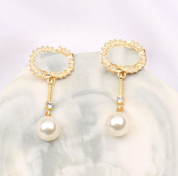 Бренд Diamond Pearl Drop Dangle Sergring Gold Charm Serring