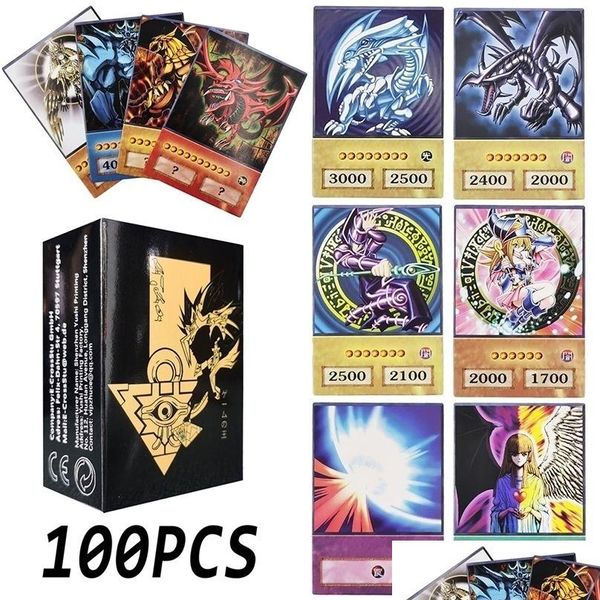 Jogos de Cartas 100 Pçs Cartões Estilo Yu-Gi-Oh Olhos Azuis Mago Negro Exodia Obelisco Slifer Ra Yugioh Dm Clássico Proxy Faça Você Mesmo Crianças Presente Drop D Dh1Az