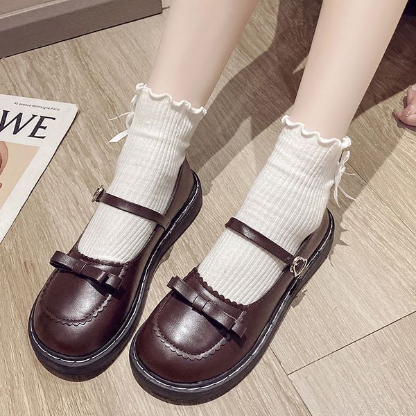 Scarpe eleganti Scarpe Lolita Scarpe con fiocco Mary Jane Scarpe con plateau Scarpe basse da donna in pelle Punta tonda Scarpe casual Scarpe da principessa per ragazze Nero Oxford 230719