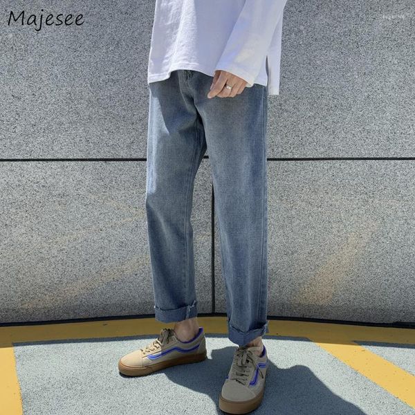 Мужские джинсы светло-голубые мужчины в корейском стиле студенты для всех матч весенние карманы Дизайн лодыжки простая империя джинсовая джинсовая ткань повседневная