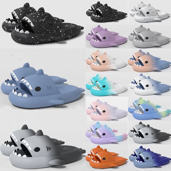 Sandálias de tubarão de tubarão feminino Sandálias de tinta Bule Haze Rainbow Fashion Outdoor Novelty Slippers Beach Hotel Indoor Sports Sneakers Tamanho Wo