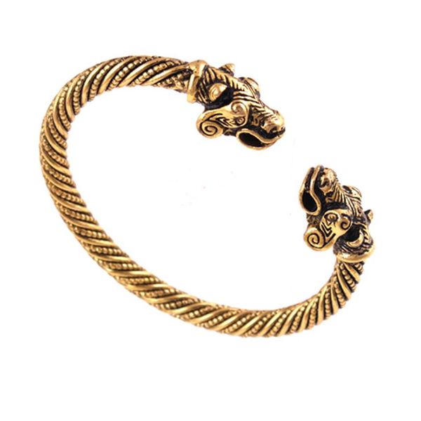 VB300028 Ouro Nórdico Viking Bear Cuff Pulseira Traje Histórico Escandinavo Jóias Masculinas233O