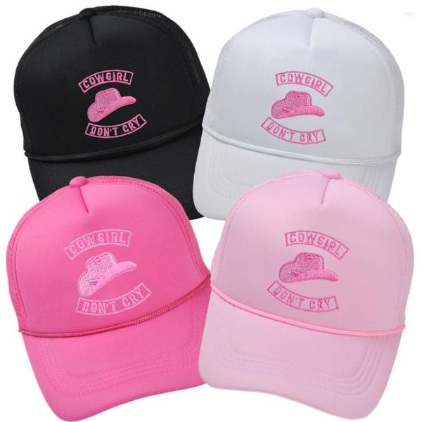 Ball Caps Cowgirl Don T Cry Trucker Hat Summer Pink Вышитая вышитая бейсболка для мам шляпы дышащие женщины