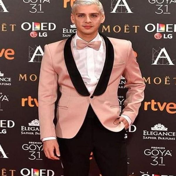 Mode Koraal Bruidegom Tuxedos Zwart Shawl Revers Bruidsjonkers Bruiloft Uitstekende Mannen Formele Blazer Prom Jas Jasje Broek Men'233y