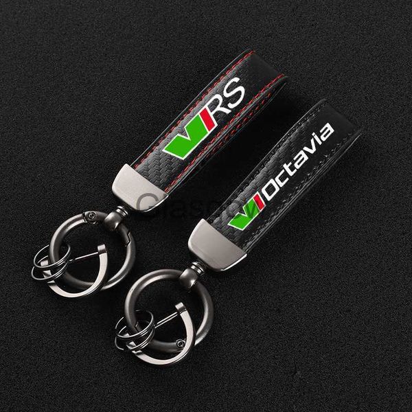 Chave do carro fibra de carbono couro chaveiro do carro personalizado linha esportiva chaveiros para vrs octavia kamiq karoq superb citan kodiaq carro rápido x0718