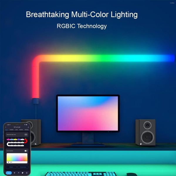 Wandleuchte RGBIC Smart LED-Leuchten APP Sprachsteuerung Musiksynchronisierung und dynamisches Szenenlicht für TV-Schlafzimmer-Spielbar-Dekorationslampen