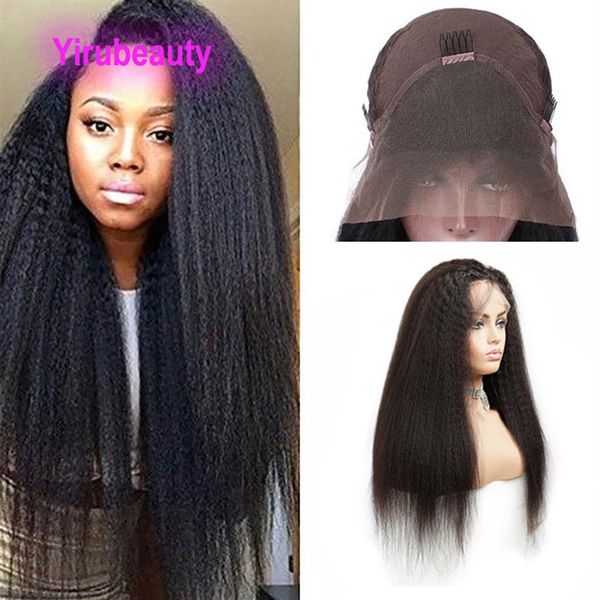 Cabelo humano virgem cru indiano não processado 13X4 peruca frontal em renda Kinky Straight Yirubeauty peruca frontal em renda cor natural 10-30 polegadas 1868