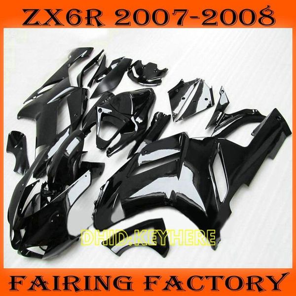 Ganz schwarze Motorrad-ABS-Verkleidung für KAWASAKI Ninja ZX6R 07 08 ZX 6R 2007 2008 Custom Race Bodykit283P