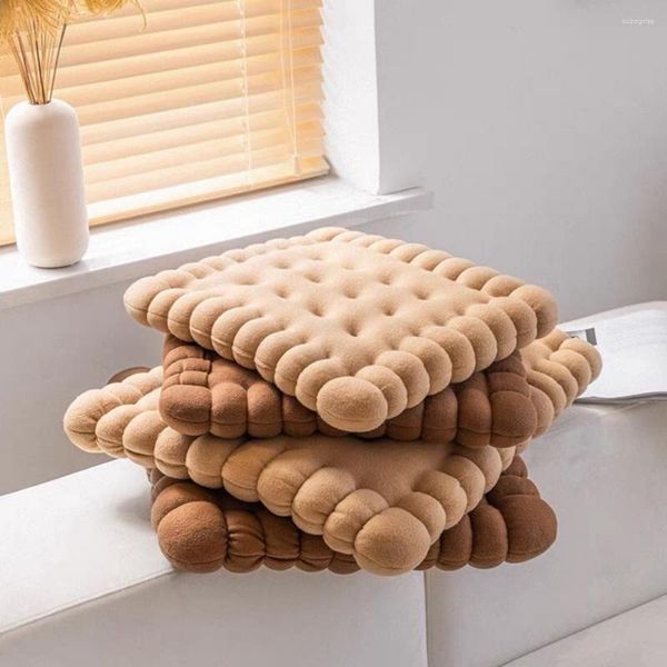 Almofada em forma de biscoito em forma de biscoito de pelúcia macia para assento de carro almofada decorativa com tatame para trás, sofá e cadeira para casa