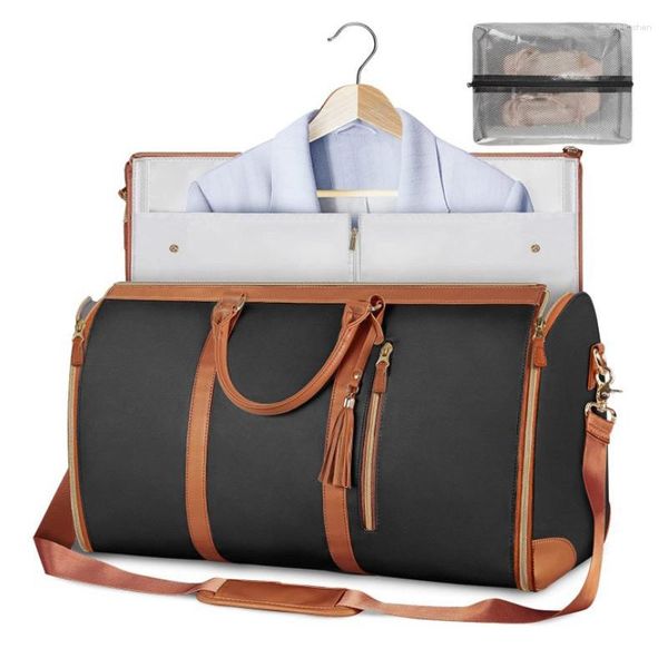 Duffel Bags 2023 Fashion большой PU складной костюм Сумка для хранения женщин с высокой емкостью багажные сумочка