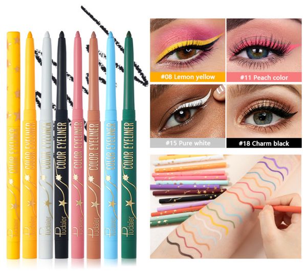La penna per colla Eyeline non è facile da sbavare e sudare, lunga durata facile delineare l'eyeliner Eyeliner a 18 colori, molte scelte di stile, supporto LOGO personalizzato