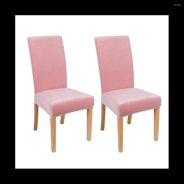 Capas para cadeiras 2 peças para cadeiras de jantar com capas elásticas de veludo para cozinha rosa