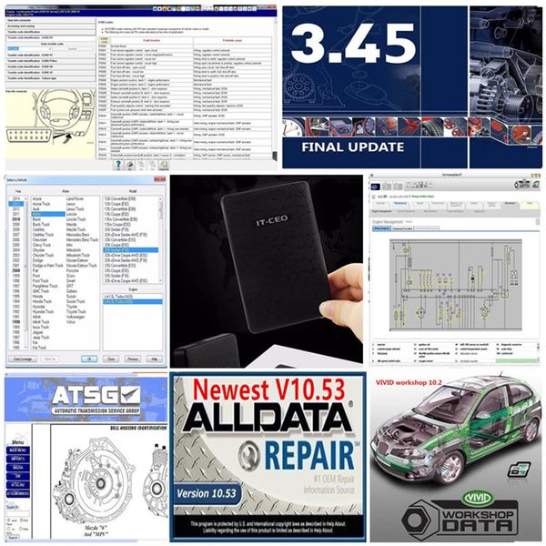 2021 Yüksek kaliteli alldata 10 53 ve OD5 Yumuşak Ware Autodata 3 38 Tüm Veri MIT 2015 EL VIVID ATSG 24'ünde 1 TB HDD USB3 0249I