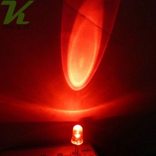 1000 Stück 5 mm rote, runde, wasserklare LED-Lichtlampe, emittierende Diode, ultrahelle Perle, Plug-in-DIY-Kit, Praxis, Weitwinkel