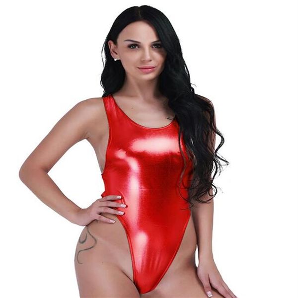 Сексуальные женщины блестящие металлические цельные часы-боди боди купальника купальника купальник костюм для тела ночной клуб носить одежду 2782