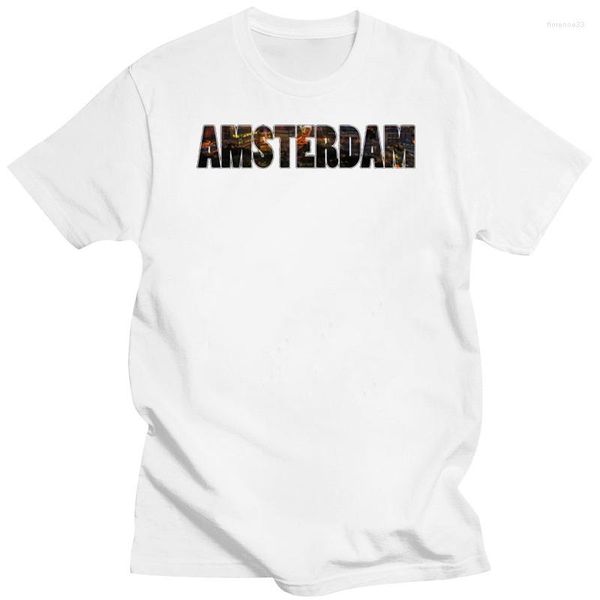 Camisetas masculinas estampadas Amsterdam Capital City Gift Shirt Men Cotton Mens T-shirts Harajuku Gents