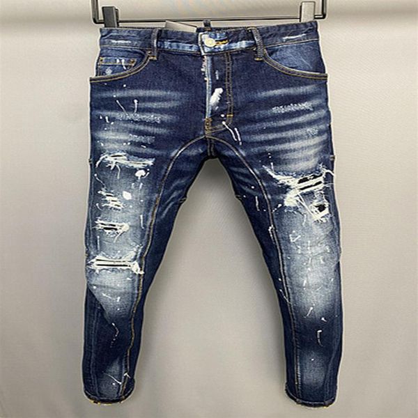 22SS New Men Jeans Hole Light Blue Grigio scuro Italia Marca Uomo Pantaloni lunghi Pantaloni Streetwear denim Skinny Slim Straight Biker Jean 200m