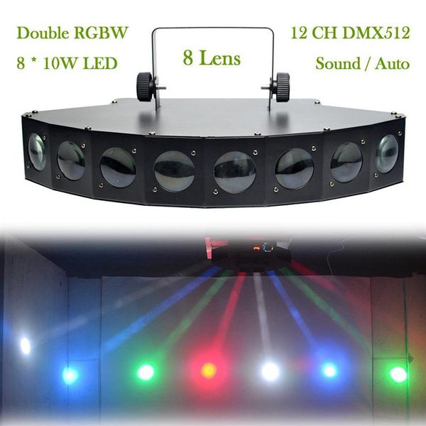 AUCD 8 Lente LED Efeitos RBGW Luzes de Projeção de Palco Rede Óptica Feixe Lâmpada Xmas Holiday DMX Sound Active Disco Dance DJ Party 269H