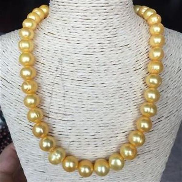 collana di perle d'oro dei mari del sud naturali da 10-11 mm barocche chiusura in oro 14k da 18 pollici 206p
