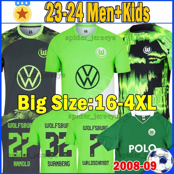 2023 2024 VfL WoLfSbUrG camisas de futebol Retro 2008-09 GINCZEK STEFFEN 23 24 casa fora MBABU BROOKS ARNOLD WEGHORST Uniformes de treinamento Homens Crianças Kits camisas de futebol