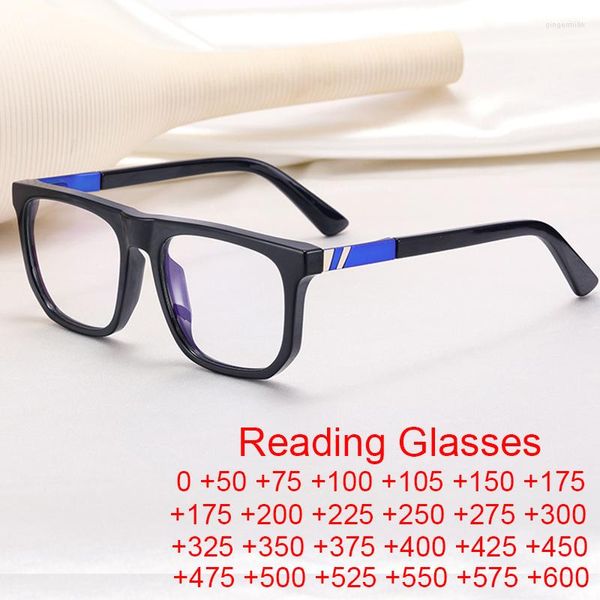 Óculos de sol Spring Dobradiça Vintage Square Óculos de Leitura Masculino TR90 Optical Blue Light Magnifying Hyperopia Eyewear Prescription 1