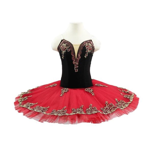 Balé tutu profissional preto vermelho espanhol para meninas práticas de balé adulto trajes de balé vermelho tutu don quxote2806
