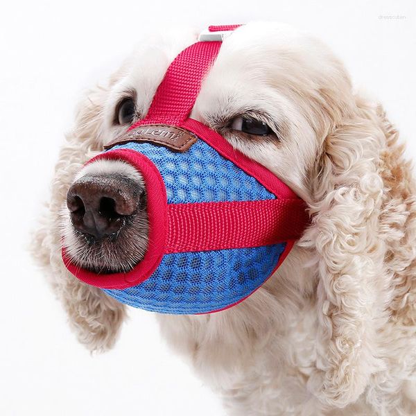 Hundebekleidung Anti-Bellen-Maulkorb für kleine große Hunde, verstellbares Netz, atmungsaktiv, Haustier-Mundmaulkörbe, Nylonriemen, Zubehör